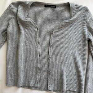 brandy melville grey knit button up cropped cardigan